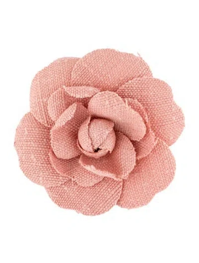 Pre-owned Chanel Vintage Fabric Camelia Brooch In Pink