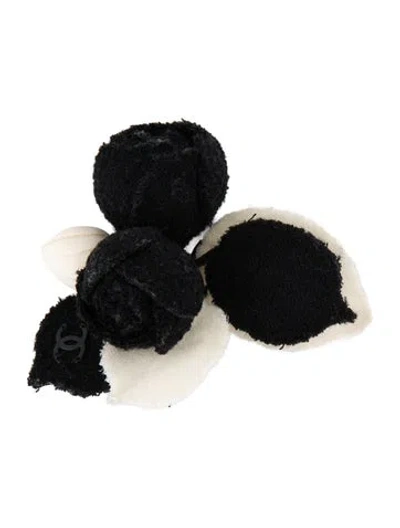 Pre-owned Chanel Vintage Fabric Camellia Brooch Pin In Multi