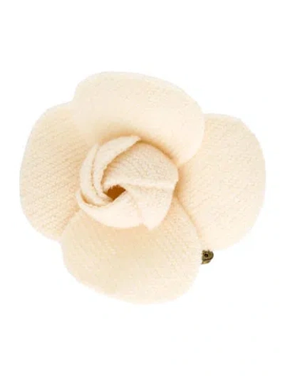 Pre-owned Chanel Vintage Fabric Camellia Flower Brooch In Multi