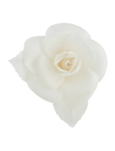 Pre-owned Chanel Vintage Fabric Camellia Pin Brooch In Multi