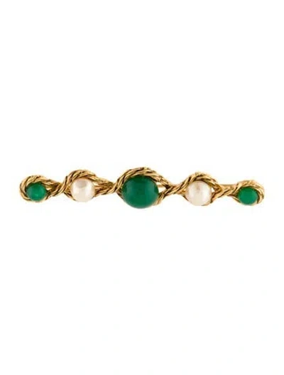Pre-owned Chanel Vintage Faux Pearl & Gripoix Brooch In Multi