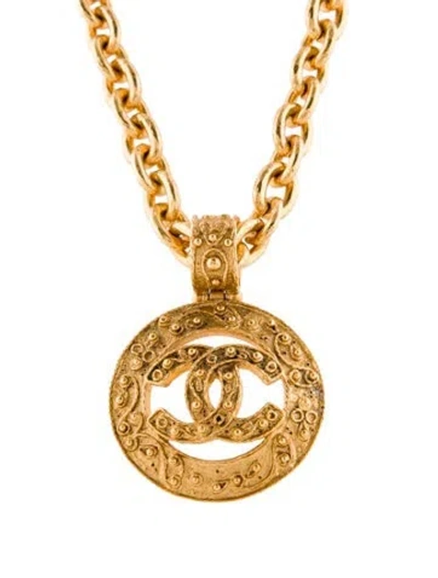 Pre-owned Chanel Vintage Filigree Cc Pendant Necklace, 26.5" In Multi