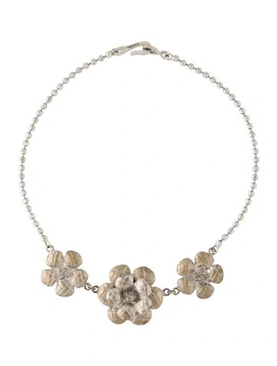 Pre-owned Chanel Vintage Flower Choker Necklace, 14.75" In Multicolor