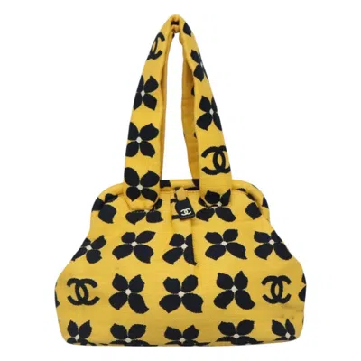 Pre-owned Chanel Vintage Frame Shoulder Bag Printed Canvas Canvas Bag () In Yellow