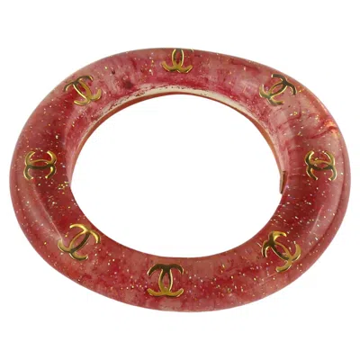 Pre-owned Chanel Vintage Freeform Lucite Cc Logos Inlaid Bangle Bracelet In Multi