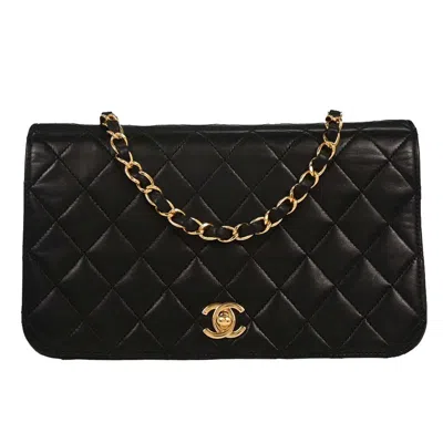 Pre-owned Chanel Vintage Full Flap Shoulder Bag Leather Black Leather Clutche & Pouche Bag ()