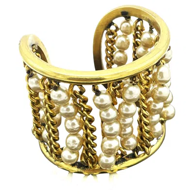 Pre-owned Chanel Vintage Gilt And Imitaitons Pearl  Cuff 1960's In Multi