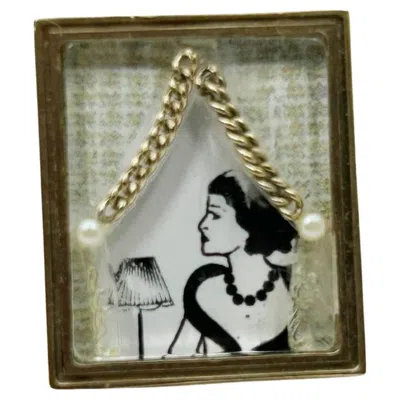 Pre-owned Chanel Vintage Gold Coco Frame Small Pin In Multi
