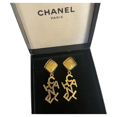 Pre-owned Chanel Vintage Gold Dangle "" Clip On Earrings In Multiple