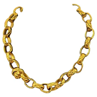 Pre-owned Chanel Vintage Gold Textured Chain Link Choker Necklace In Multi