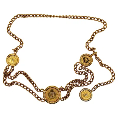 Pre-owned Chanel Vintage Gold Tone Chain Belt 31 Rue Cambon Paris Coins, 1998