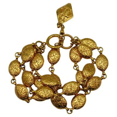 Pre-owned Chanel Vintage Gold Tone Multi Strand Cuff Bracelet