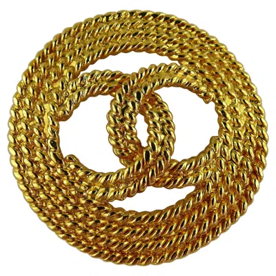 Pre-owned Chanel Vintage Gold Toned Braided Rope Design Cc Logo Brooch In Brown