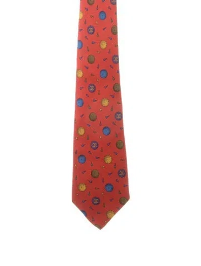 Pre-owned Chanel Vintage Golf Balls Neck Tie In Red