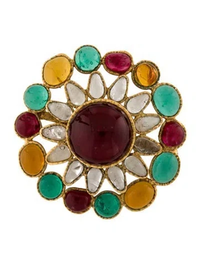 Pre-owned Chanel Vintage Gripoix Brooch In Multi