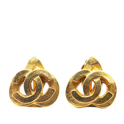Pre-owned Chanel Vintage Heart Motif Earrings In Gold