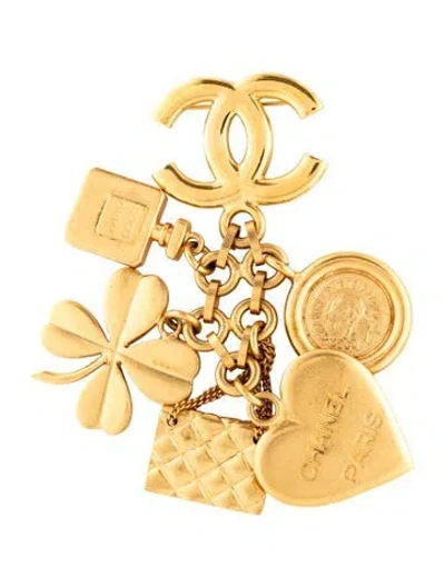 Pre-owned Chanel Vintage Icon Charm Pin Brooch In Multi