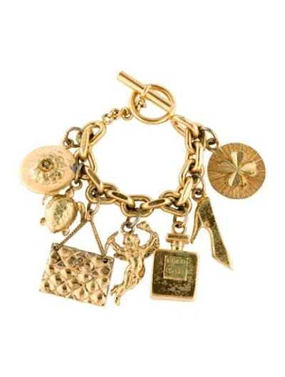 Pre-owned Chanel Vintage Iconic Charm Bracelet, 6.25" In Multi