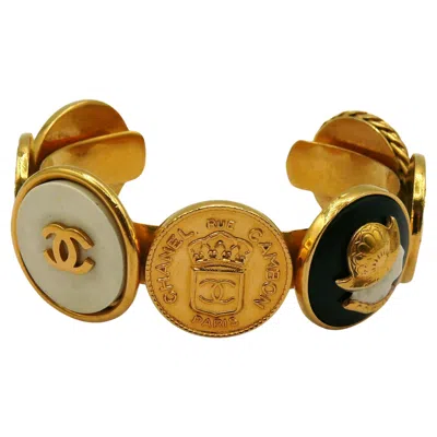 Pre-owned Chanel Vintage Iconic Gold Tone Coins Bangle Bracelet In Multi