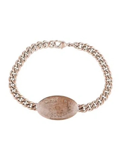 Pre-owned Chanel Vintage Id Logo Chain Bracelet, 7" In Multicolor