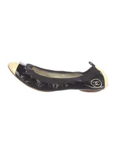 Pre-owned Chanel Vintage Interlocking Cc Logo Ballet Flats In Black