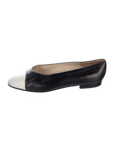 Pre-owned Chanel Vintage Interlocking Cc Logo Ballet Flats In Black