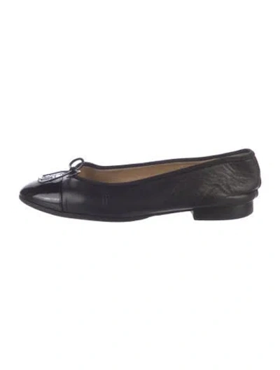 Pre-owned Chanel Vintage Interlocking Cc Logo Ballet Flats In Black