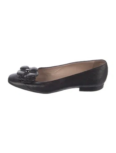 Pre-owned Chanel Vintage Interlocking Cc Logo Ballet Flats In Black