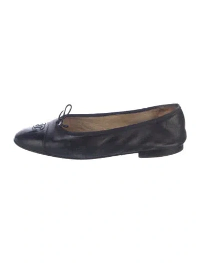Pre-owned Chanel Vintage Interlocking Cc Logo Ballet Flats In Black