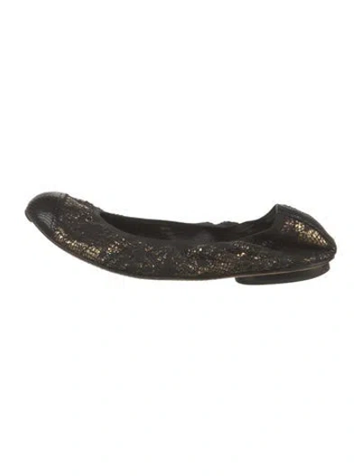 Pre-owned Chanel Vintage Interlocking Cc Logo Ballet Flats In Black
