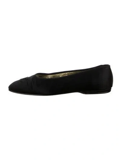 Pre-owned Chanel Vintage Interlocking Cc Logo Ballet Flats In Black