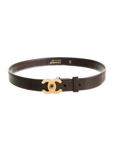 Pre-owned Chanel Vintage Interlocking Cc Logo Belt In Brown
