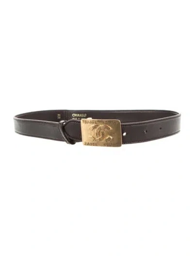 Pre-owned Chanel Vintage Interlocking Cc Logo Belt Kit In Brown
