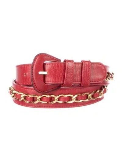 Pre-owned Chanel Vintage Interlocking Cc Logo Belt In Red