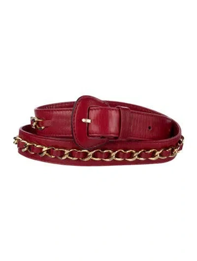 Pre-owned Chanel Vintage Interlocking Cc Logo Belt In Red