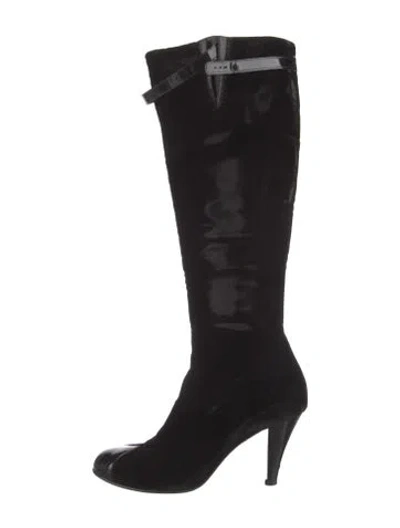 Pre-owned Chanel Vintage Interlocking Cc Logo Boots In Black