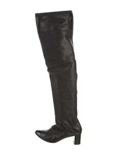 Pre-owned Chanel Vintage Interlocking Cc Logo Boots In Black