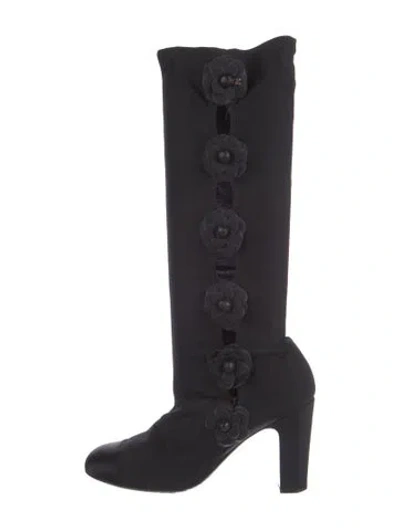Pre-owned Chanel Vintage Interlocking Cc Logo Boots In Black