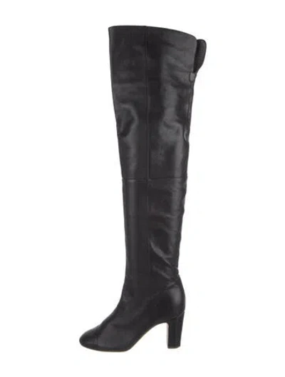 Pre-owned Chanel Vintage Interlocking Cc Logo Boots In Black