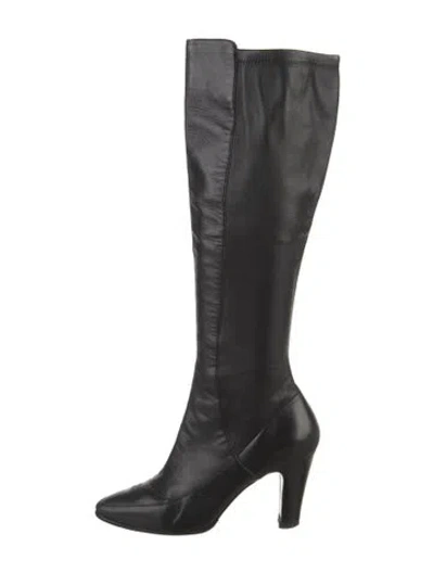 Pre-owned Chanel Vintage Interlocking Cc Logo Boots In Black