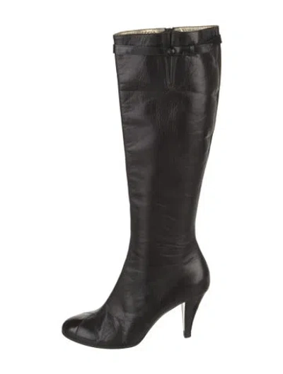 Pre-owned Chanel Vintage Interlocking Cc Logo Boots In Black