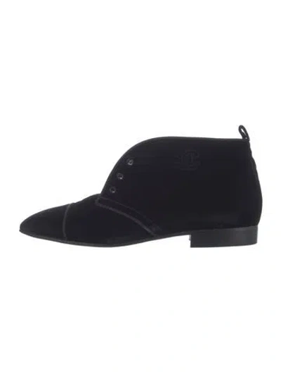Pre-owned Chanel Vintage Interlocking Cc Logo Boots In Black