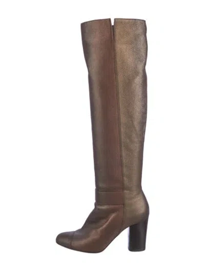 Pre-owned Chanel Vintage Interlocking Cc Logo Boots In Brown