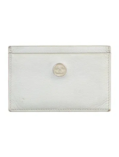 Pre-owned Chanel Vintage Interlocking Cc Logo Card Holder In Grey