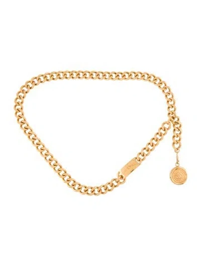 Pre-owned Chanel Vintage Interlocking Cc Logo Chain-link Belt In Gold