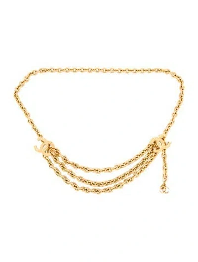 Pre-owned Chanel Vintage Interlocking Cc Logo Chain-link Belt In Gold