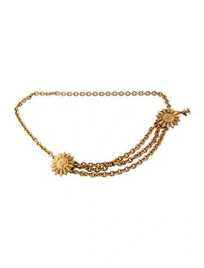 Pre-owned Chanel Vintage Interlocking Cc Logo Chain-link Belt In Gold