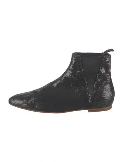 Pre-owned Chanel Vintage Interlocking Cc Logo Chelsea Boots In Blue