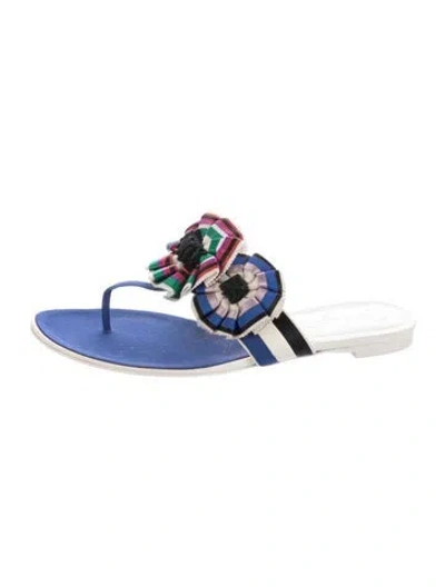 Pre-owned Chanel Vintage Interlocking Cc Logo Flip Flops In Blue