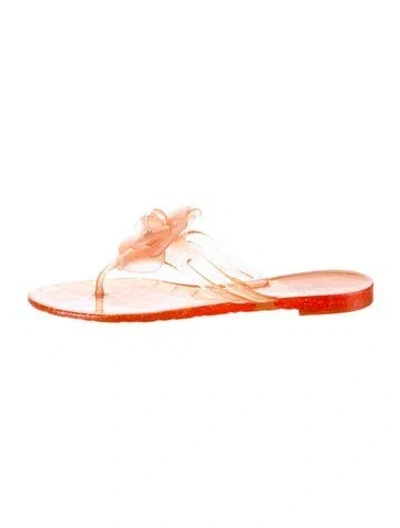 Pre-owned Chanel Vintage Interlocking Cc Logo Flip Flops In Orange